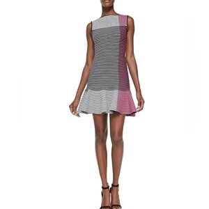 Ohne Titel Striped Knit Fit-and-Flare Dress sleeveless black white pink striped